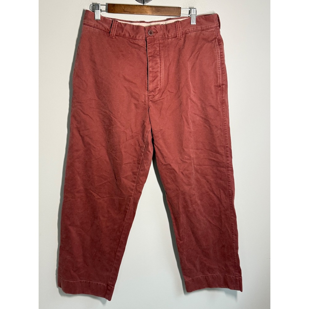 J.Crew Mens Chinos Brick Red 100% Cotton Straight Leg Pants 34x30